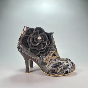 Irregular Choice Pearl Necture Black Gray Ankle Boots Women's Size US 10 EU 41